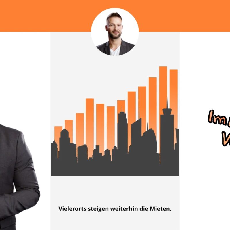 Ein Teaser für das Immowetter, ein Moderator, der das Immobilien-Wetter ansagt