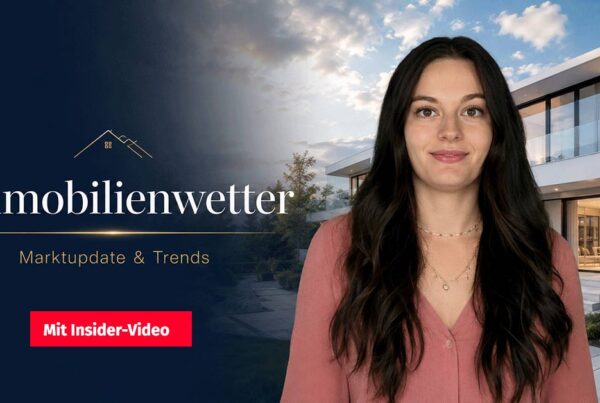 Immobilienwetter – aktuelle Marktupdates und Trends zum Immobilienmarkt mit Immobilienexpertin vor moderner Wohnimmobilie.
