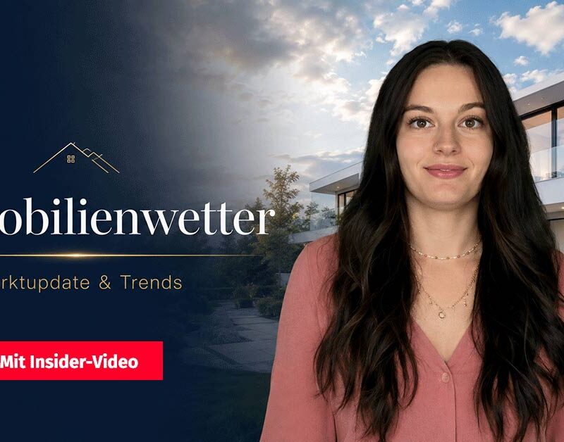 Immobilienwetter – aktuelle Marktupdates und Trends zum Immobilienmarkt mit Immobilienexpertin vor moderner Wohnimmobilie.